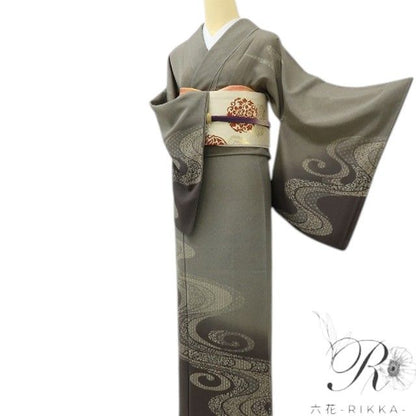 六花-RIKKA- 美品 正絹 鮫模様 トールサイズ 遠目に粋、近づけば華！ 江戸小紋 訪問着 着物 A6180
