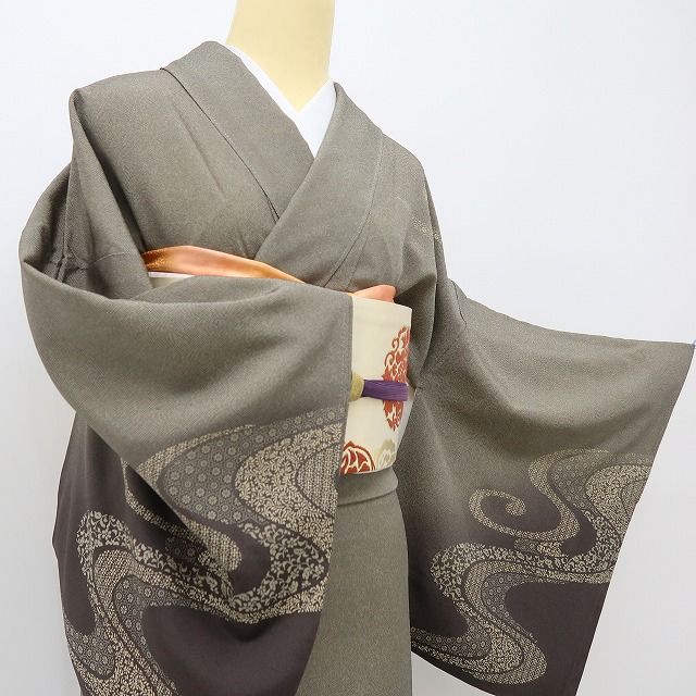 六花-RIKKA- 美品 正絹 鮫模様 トールサイズ 遠目に粋、近づけば華！ 江戸小紋 訪問着 着物 A6180