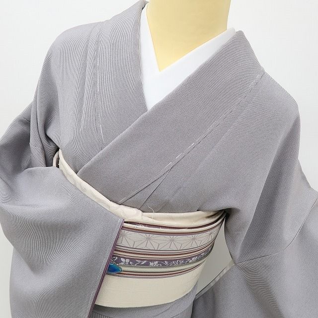 六花-RIKKA- 新品 正絹 染師 服部光擴落款 万筋 仕付け糸付 ラベンダーモーブの気品をまとう、粋！ 江戸小紋 着物 A6184