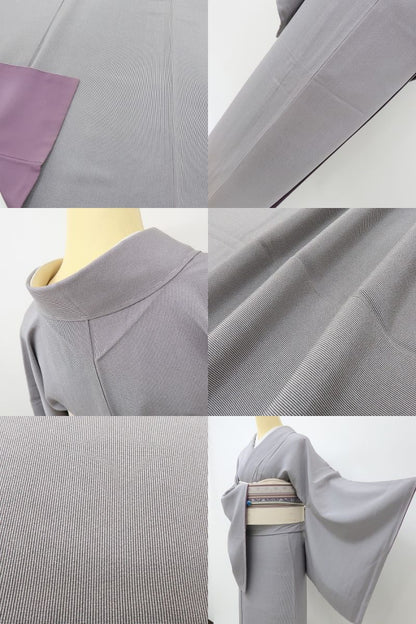 六花-RIKKA- 新品 正絹 染師 服部光擴落款 万筋 仕付け糸付 ラベンダーモーブの気品をまとう、粋！ 江戸小紋 着物 A6184