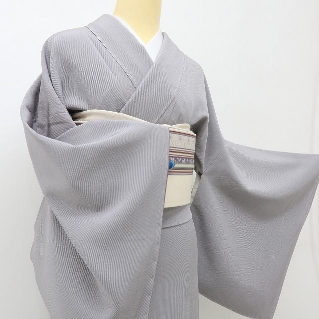 六花-RIKKA- 新品 正絹 染師 服部光擴落款 万筋 仕付け糸付 ラベンダーモーブの気品をまとう、粋！ 江戸小紋 着物 A6184