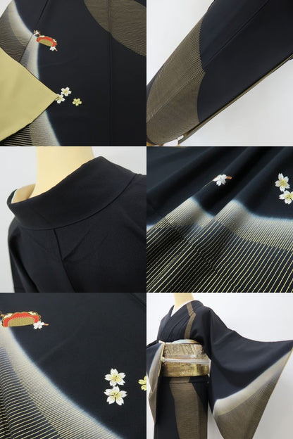 六花-RIKKA- 美品 正絹 刺繍 櫛と簪、桜と兎。 おしゃれを楽しむ小さな物語♪ 訪問着 着物 A6185