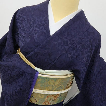 六花-RIKKA- 美品 正絹 紺藍色が深呼吸する、万華鏡☆ 色無地 着物 A6189