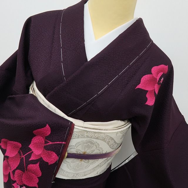 六花-RIKKA- 新品 正絹 トール・ワイドサイズ 大人ピンクのブーゲンビリア♪ 仕付け糸付 訪問着 着物 A6194