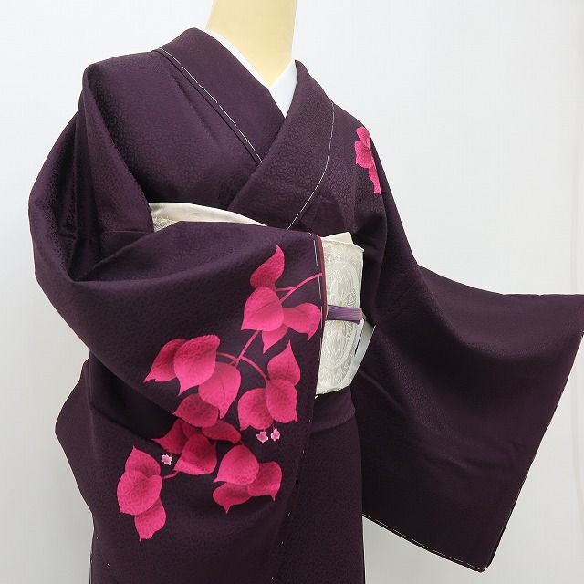 六花-RIKKA- 新品 正絹 トール・ワイドサイズ 大人ピンクのブーゲンビリア♪ 仕付け糸付 訪問着 着物 A6194