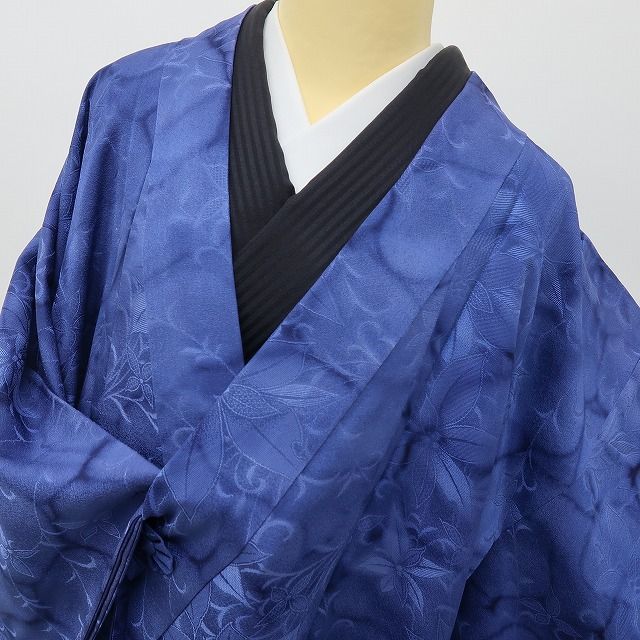 六花-RIKKA- 美品 正絹 ロング丈 桔梗色の水面の魔法に、鉄線唐草☆ 道中着 着物 A6201