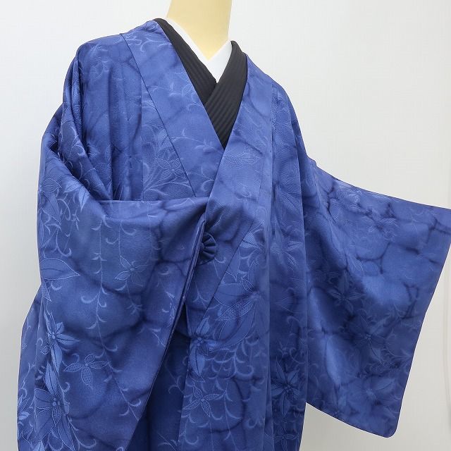 六花-RIKKA- 美品 正絹 ロング丈 桔梗色の水面の魔法に、鉄線唐草☆ 道中着 着物 A6201