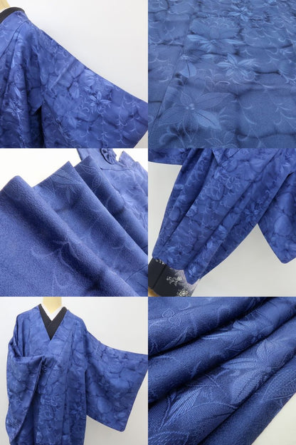 六花-RIKKA- 美品 正絹 ロング丈 桔梗色の水面の魔法に、鉄線唐草☆ 道中着 着物 A6201