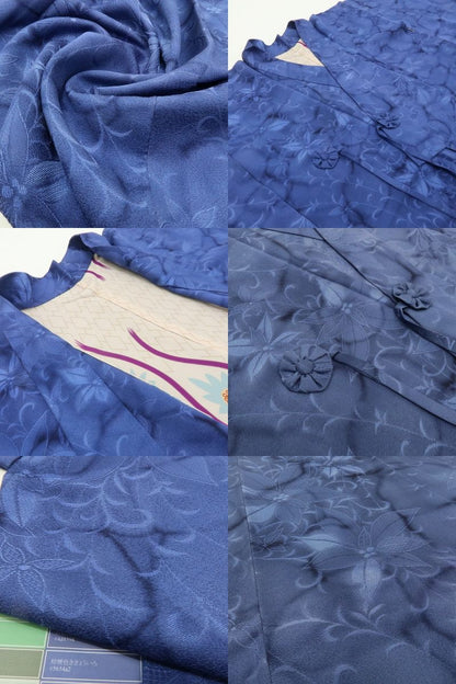 六花-RIKKA- 美品 正絹 ロング丈 桔梗色の水面の魔法に、鉄線唐草☆ 道中着 着物 A6201