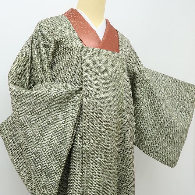 六花-RIKKA- 美品 正絹 総絞り シックなのに華がある青丹色♪ 道行コート 着物 A6205