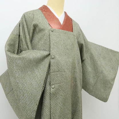 六花-RIKKA- 美品 正絹 総絞り シックなのに華がある青丹色♪ 道行コート 着物 A6205