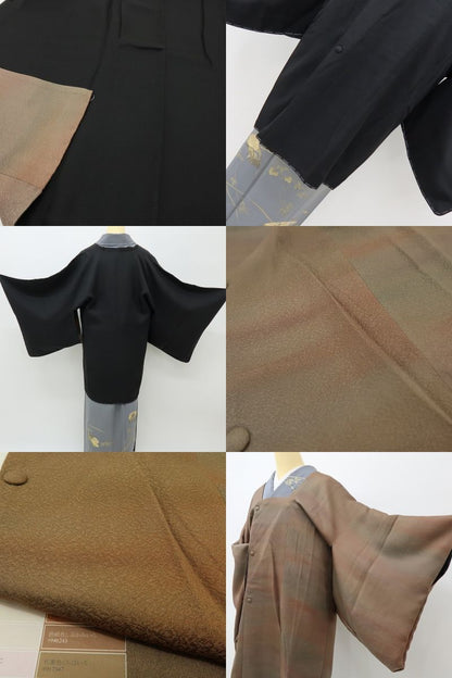 六花-RIKKA- 新品 正絹 リバーシブル ブラック×渋紙色。一枚でまとう、二つの私！ 道行コート 着物 A6207