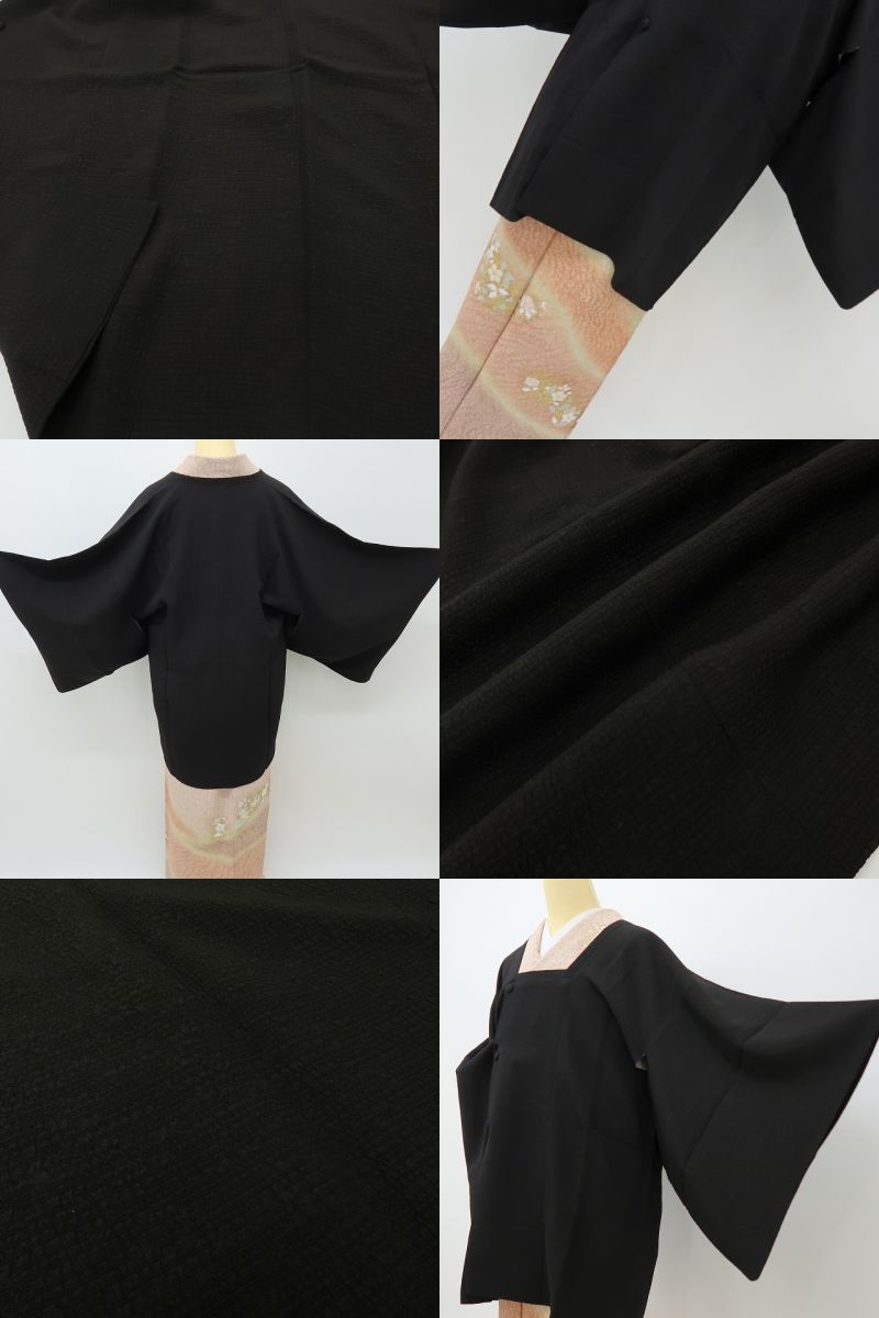 六花-RIKKA- 美品 正絹 ただの黒じゃない、格上げ上手な万能ブラック！ 道行コート 着物 A6210