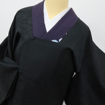 六花-RIKKA- 美品 正絹 無敵のコーディネート力！ブラック×流水☆ 道中着 着物 A6214