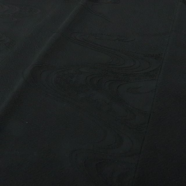六花-RIKKA- 美品 正絹 無敵のコーディネート力！ブラック×流水☆ 道中着 着物 A6214
