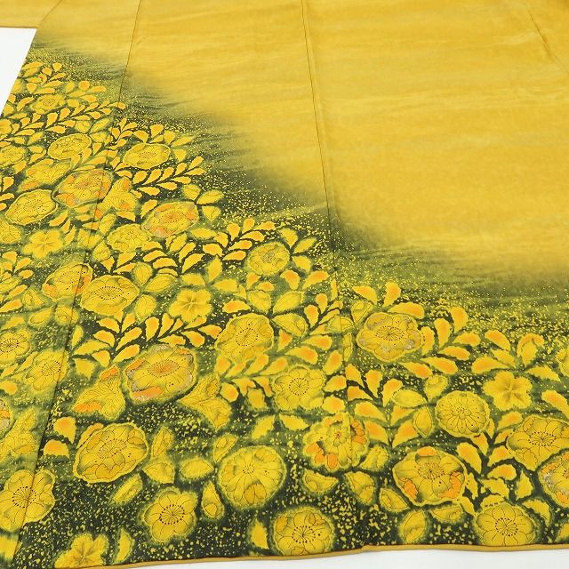 六花-RIKKA- 美品 正絹 翠山工房 桐屋の辻が花 黄色で花開く、辻ヶ花！ 訪問着 着物 A6218