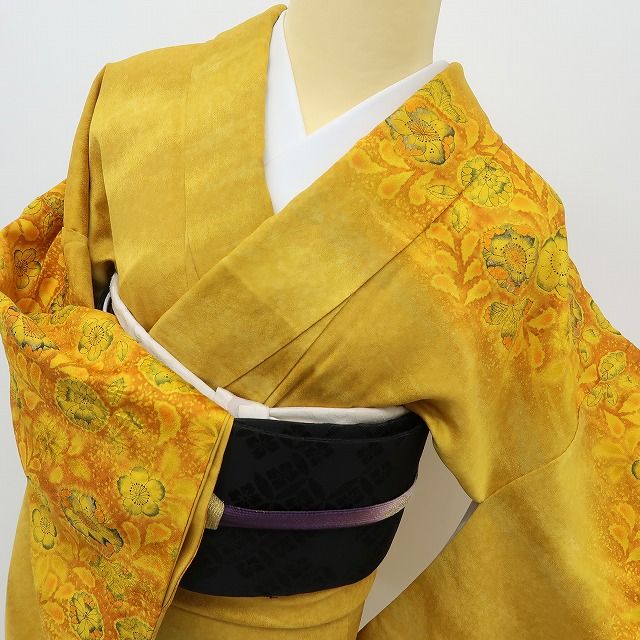 六花-RIKKA- 美品 正絹 翠山工房 桐屋の辻が花 黄色で花開く、辻ヶ花！ 訪問着 着物 A6218