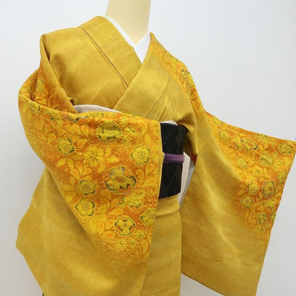 六花-RIKKA- 美品 正絹 翠山工房 桐屋の辻が花 黄色で花開く、辻ヶ花！ 訪問着 着物 A6218