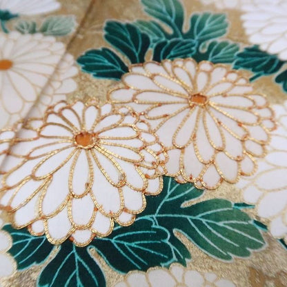 【中古】まめ藤 ｍ1919 正絹 金駒刺繍 菊 梅 トールサイズ 成人式 手縫い仕立て 振袖単品