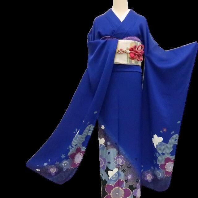 【中古】まめ藤 ｍ1930 美品 正絹 金駒刺繍 桜 トールサイズ 成人式 手縫い仕立て 振袖単品