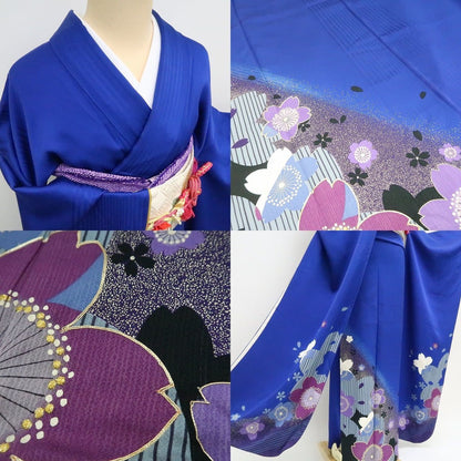 【中古】まめ藤 ｍ1930 美品 正絹 金駒刺繍 桜 トールサイズ 成人式 手縫い仕立て 振袖単品