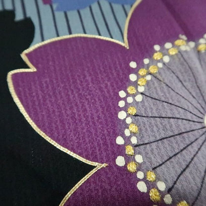 【中古】まめ藤 ｍ1930 美品 正絹 金駒刺繍 桜 トールサイズ 成人式 手縫い仕立て 振袖単品