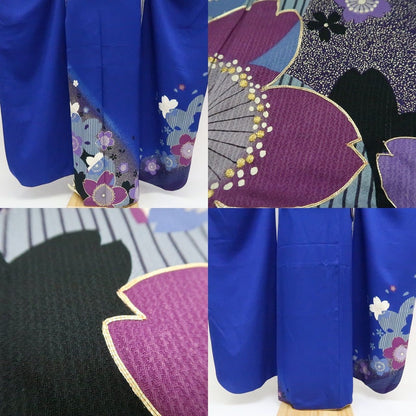 【中古】まめ藤 ｍ1930 美品 正絹 金駒刺繍 桜 トールサイズ 成人式 手縫い仕立て 振袖単品