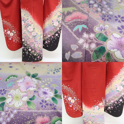 まめ藤 ｍ1974＊美品 正絹 金通し 辻が花 桜 トールサイズ 振袖・襦袢2点セット