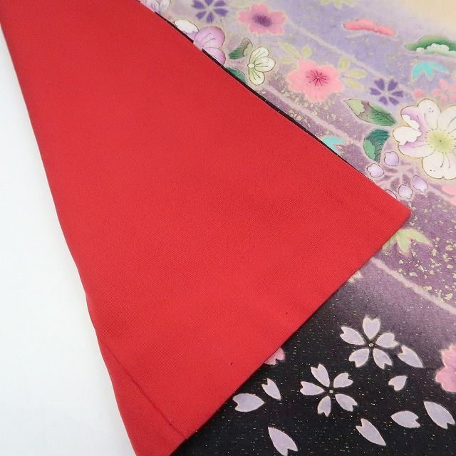 まめ藤 ｍ1974＊美品 正絹 金通し 辻が花 桜 トールサイズ 振袖・襦袢2点セット