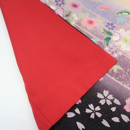 まめ藤 ｍ1974＊美品 正絹 金通し 辻が花 桜 トールサイズ 振袖・襦袢2点セット