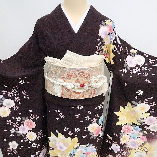 まめ藤 ｍ2030＊正絹 やまと誂製 トールサイズ 金駒刺  桜 振袖・襦袢2点セット