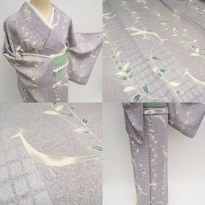 まめ藤 ｍ2101＊美品 正絹 孔雀 手縫い仕立て 小紋