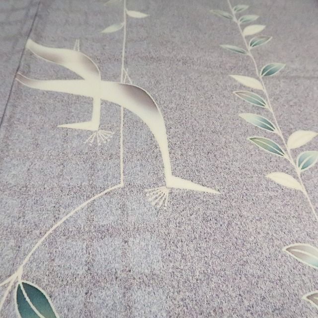 まめ藤 ｍ2101＊美品 正絹 孔雀 手縫い仕立て 小紋