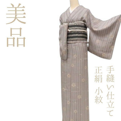まめ藤 ｍ2104＊美品 正絹 手縫い仕立て 小紋