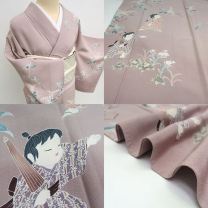 まめ藤 ｍ2120＊正絹 作家物落款 童子 手縫い仕立て 訪問着