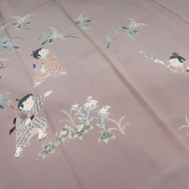 まめ藤 ｍ2120＊正絹 作家物落款 童子 手縫い仕立て 訪問着