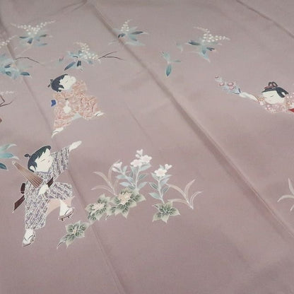 まめ藤 ｍ2120＊正絹 作家物落款 童子 手縫い仕立て 訪問着