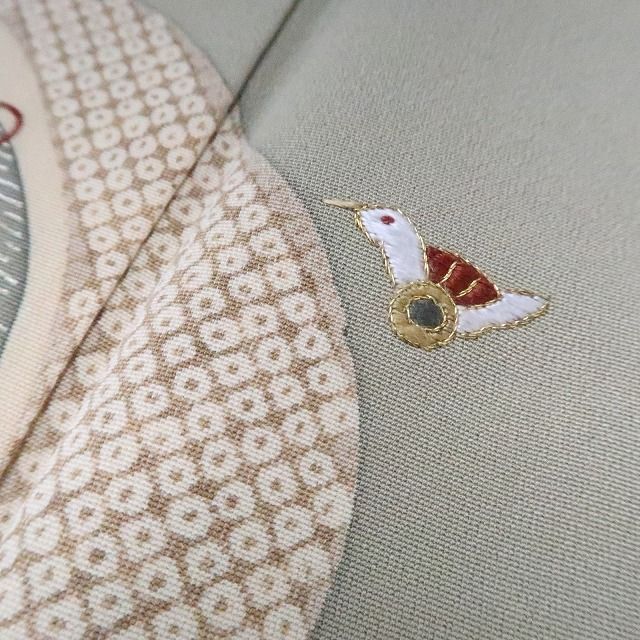 まめ藤 ｍ2177＊正絹 縫い一つ紋 金駒刺  玩具 手縫い仕立て 訪問着