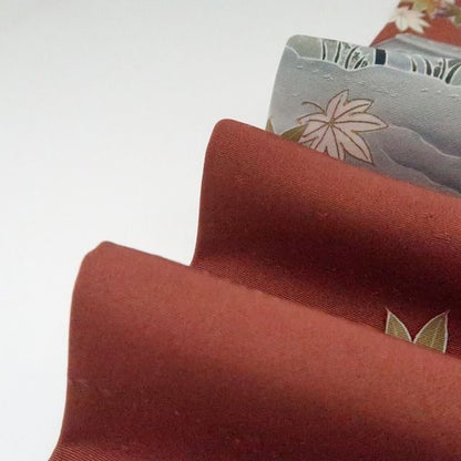 まめ藤 ｍ2187＊正絹 作家物落款 洒落紋 紅葉 松 手縫い仕立て 訪問着