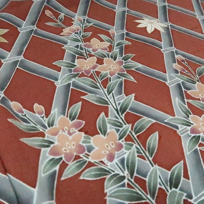 まめ藤 ｍ2187＊正絹 作家物落款 洒落紋 紅葉 松 手縫い仕立て 訪問着