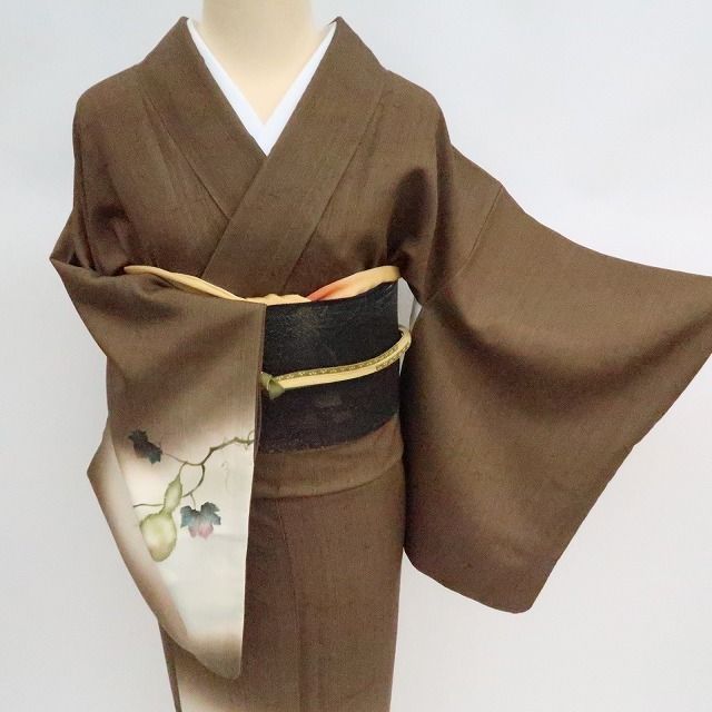 まめ藤 ｍ2208＊美品 正絹 瓢箪 手縫い仕立て 紬訪問着