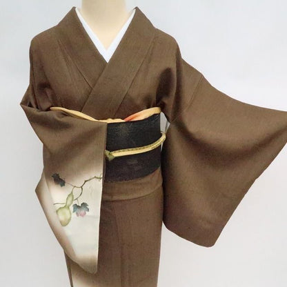 まめ藤 ｍ2208＊美品 正絹 瓢箪 手縫い仕立て 紬訪問着