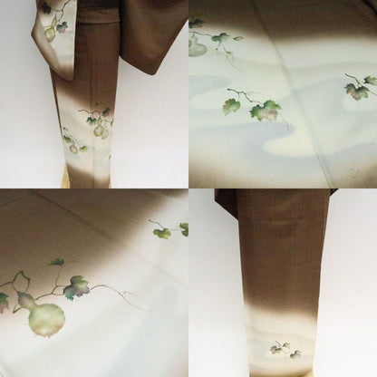 まめ藤 ｍ2208＊美品 正絹 瓢箪 手縫い仕立て 紬訪問着