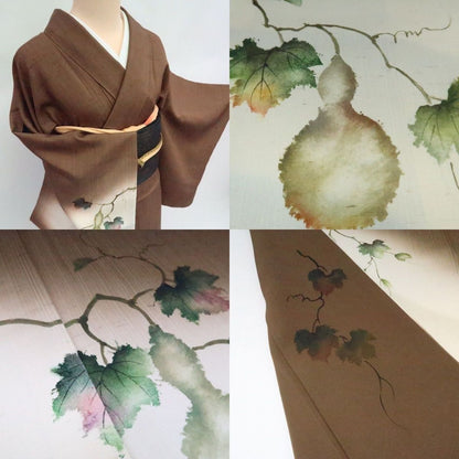 まめ藤 ｍ2208＊美品 正絹 瓢箪 手縫い仕立て 紬訪問着
