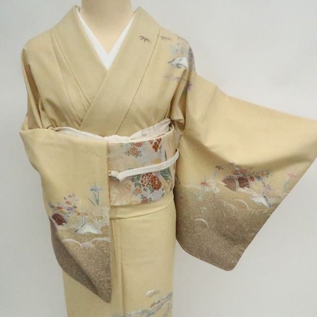 まめ藤 ｍ2209＊美品 正絹 作家物落款 松竹梅 手縫い仕立て 紬訪問着