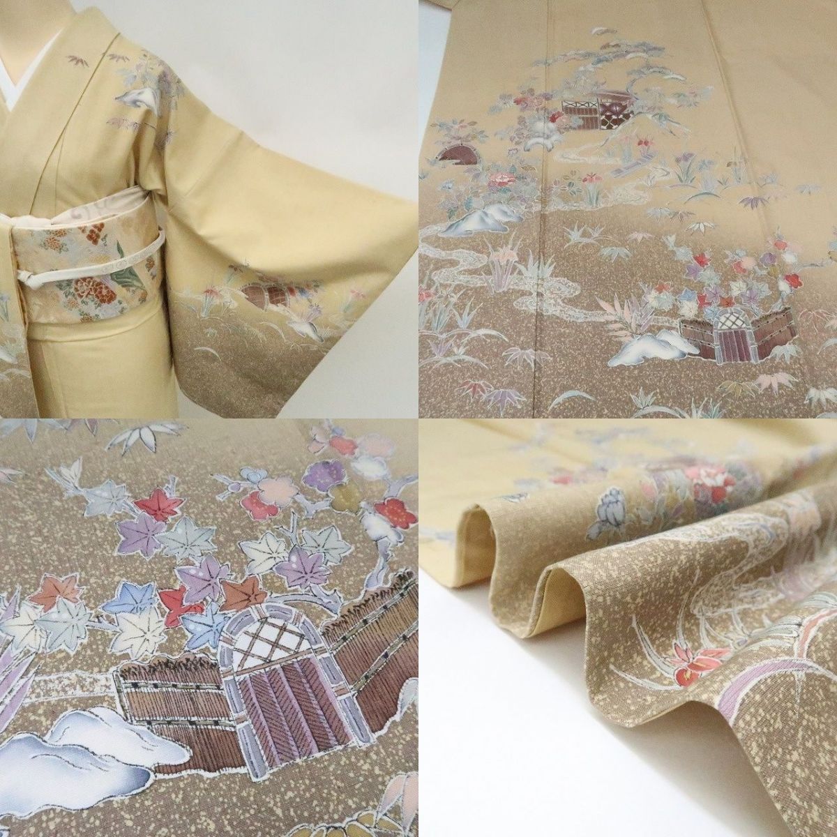 まめ藤 ｍ2209＊美品 正絹 作家物落款 松竹梅 手縫い仕立て 紬訪問着