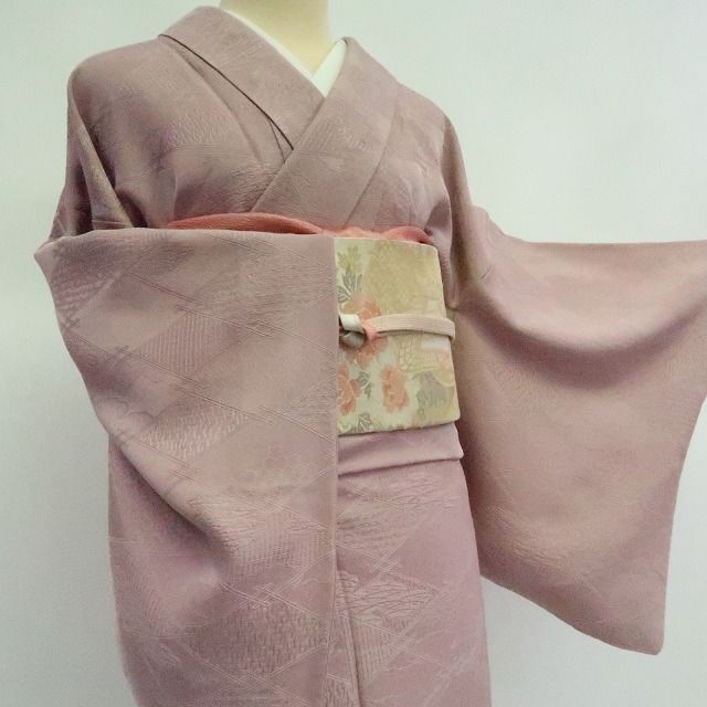 まめ藤 ｍ2230＊正絹  染一つ紋 手縫い仕立て 色無地