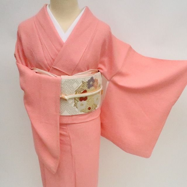 まめ藤 ｍ2235＊美品 正絹 染一つ紋 手縫い仕立て 色無地