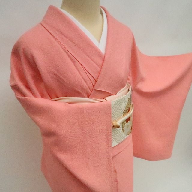 まめ藤 ｍ2235＊美品 正絹 染一つ紋 手縫い仕立て 色無地