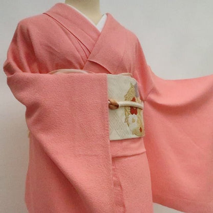 まめ藤 ｍ2235＊美品 正絹 染一つ紋 手縫い仕立て 色無地